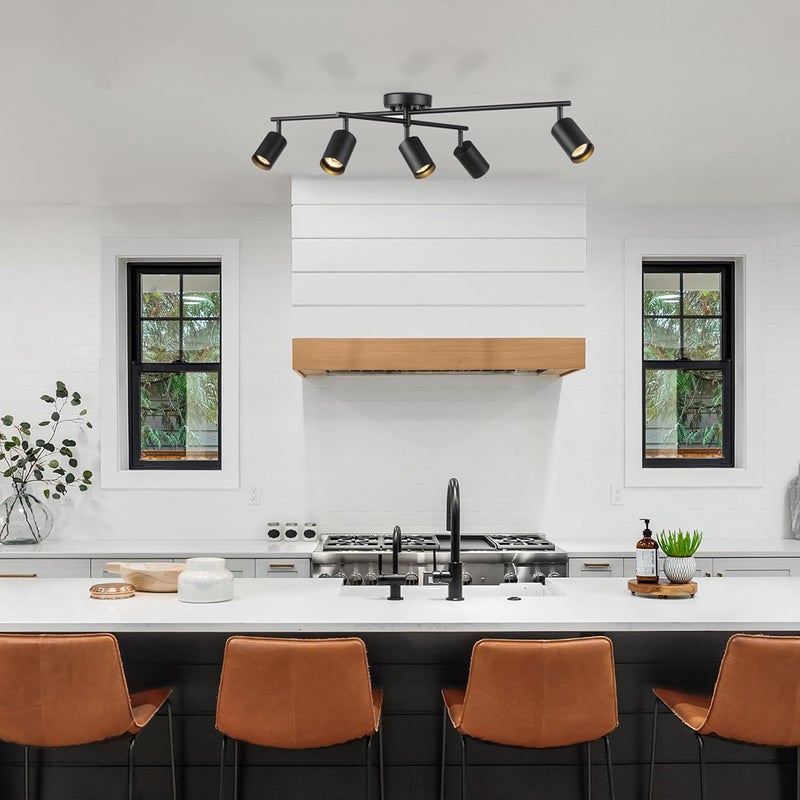 Globe Electric 5-Light Track Lighting, Matte Black, Center Swivel Bar, Adjustable Shades, Dimmable, 64000052 - Image 2